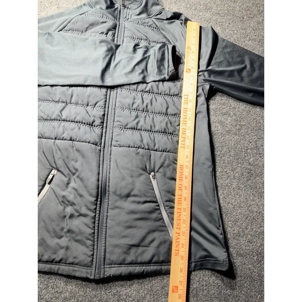 Russell Mens Dri-Power 360 Hybrid Training Jacket Gray Quilted Full Zip Large